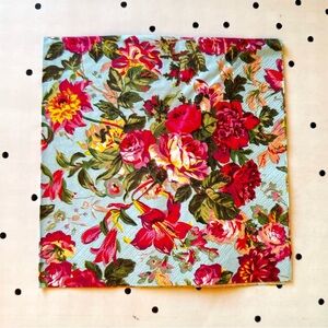 🩷 Decoupage 🩷 set of 3 napkins Floral Print Rose Lilly Peony pink blue green